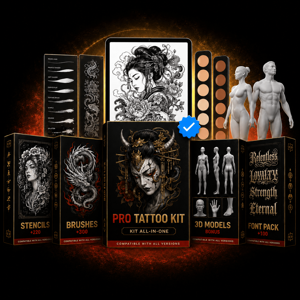 Pro Tattoo Kit - 1,000+ Procreate Assets for Tattoo Artists